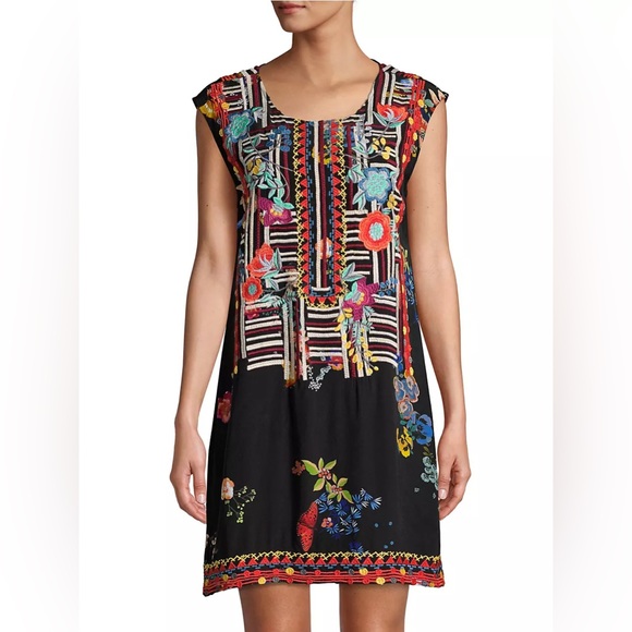 Johnny Was Dresses & Skirts - Johnny Was Biya — Bracciana Embroidered Silk Shift Dress